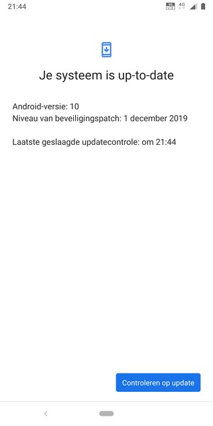 Als uw telefoon up-to-date is, zult u het volgende scherm zien