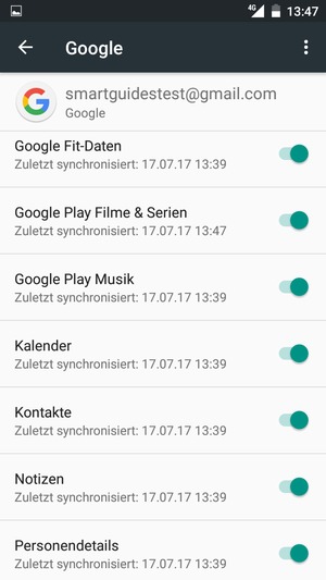 Stellen Sie sicher, dass Kontakte ausgewählt ist