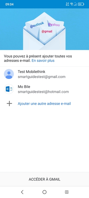 Sélectionnez ACCÉDER À GMAIL