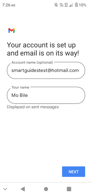 Give your account a name and enter your name. Select NEXT