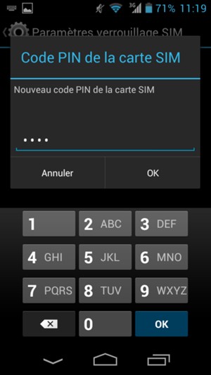 Saisissez votre Nouveau code PIN de la carte SIM et sélectionnez OK