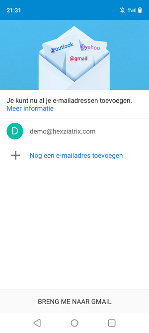 Selecteer BRENG ME NAAR GMAIL