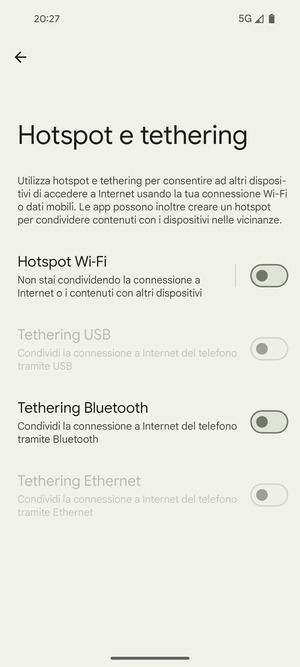 Seleziona Hotspot Wi-Fi