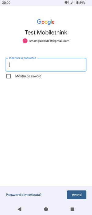 Inserisci la tua password di Gmail e seleziona Avanti