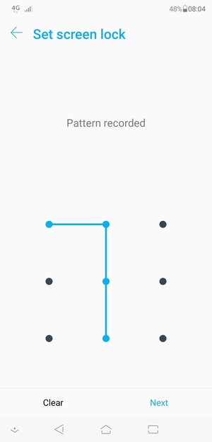 Draw an unlock pattern and select Next