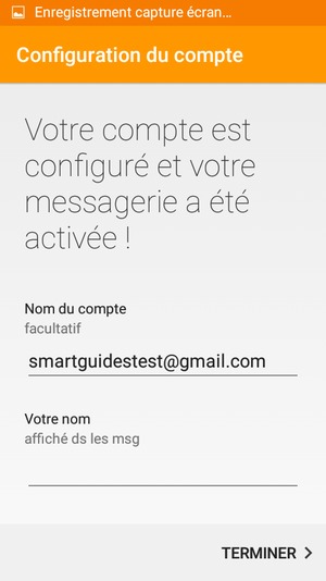 Donnez un nom à votre compte et saisissez votre nom. Sélectionnez TERMINER