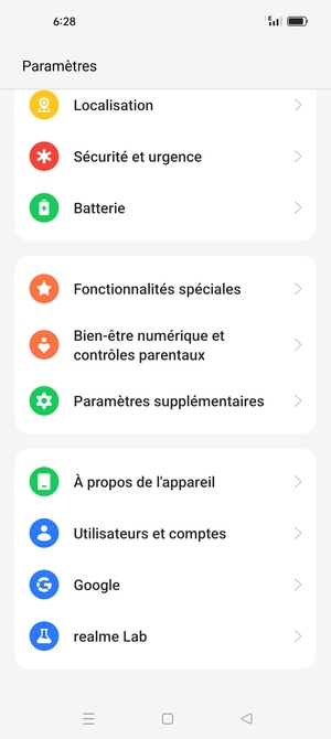 Faites défiler et sélectionnez À propos de l'appareil