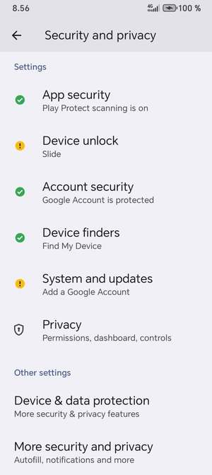 Scroll to and select More security and privacy