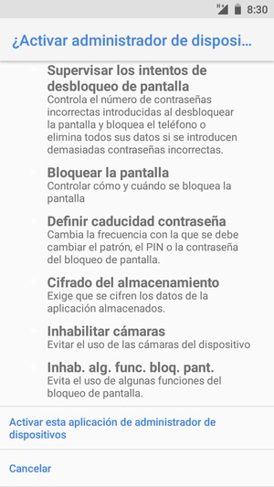 Desplácese hacia abajo y seleccione Activar esta aplicación de administración de dispositivos