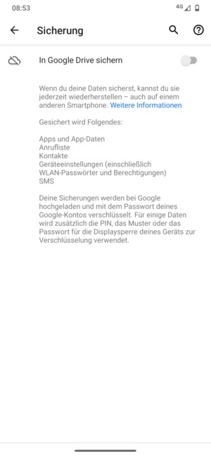 Schalten Sie In Google Drive sichern ein