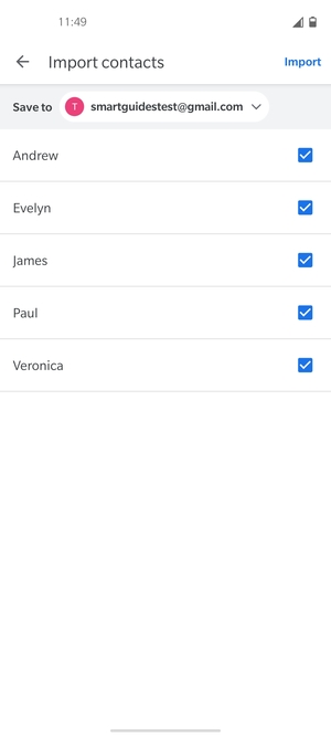 Select the v button