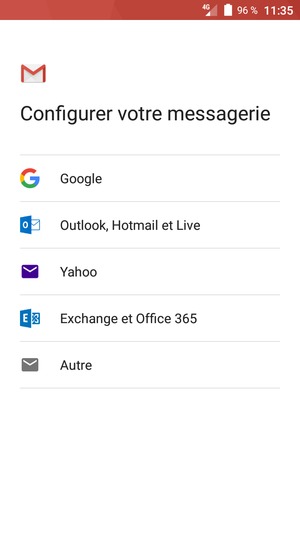 Sélectionnez Outlook, Hotmail et Live