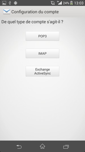 Sélectionnez POP3 ou IMAP