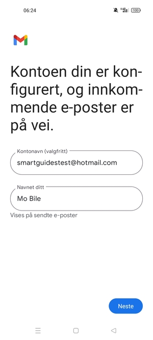 Gi kontoen din et navn, og skriv inn navnet ditt. Velg Neste