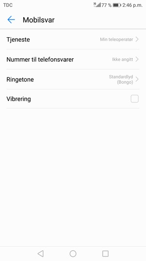 Velg Nummer til telefonsvarer