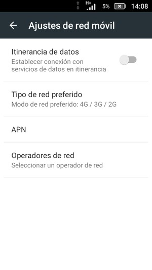 Para cambiar la red en caso de problemas de conectividad, seleccione Operadores de red