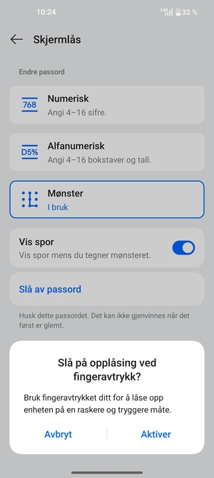 Velg ønsket alternativ