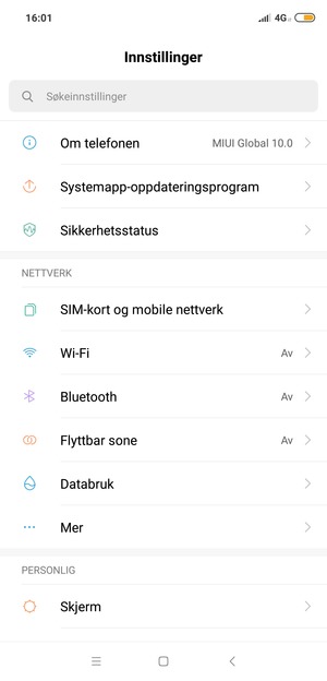 Velg SIM-kort og mobile nettverk