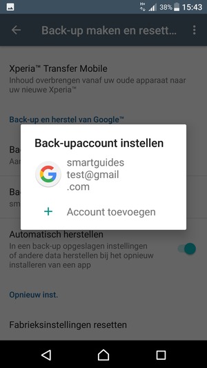 Selecteer uw back-up-account