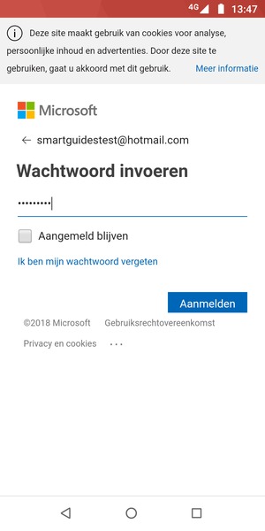 Voer uw wachtwoord in en selecteer Aanmelden