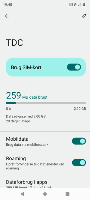 Slå Roaming til eller fra