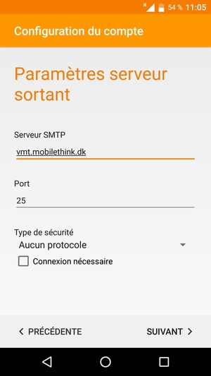 Décochez la case Connexion nécessaire et sélectionnez SUIVANT