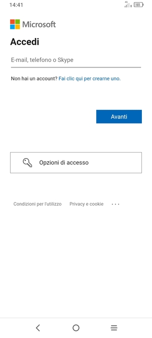 Inserisci il tuo indirizzo Hotmail e seleziona Avanti