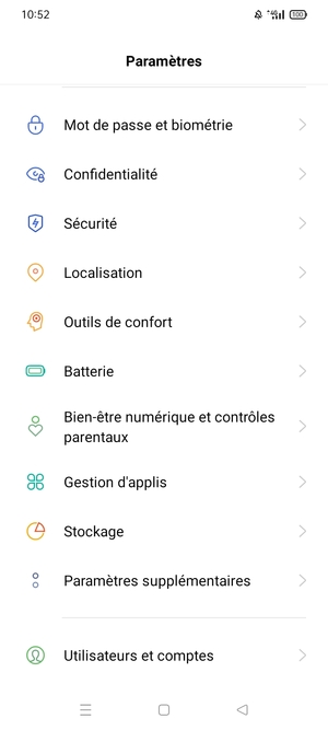 Faites défiler et sélectionnez Mot de passe et biométrie