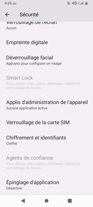 Pour modifier le code PIN de la carte SIM, allez dans le menu Sécurité et faites défiler et sélectionnez Verrouillage de la carte SIM