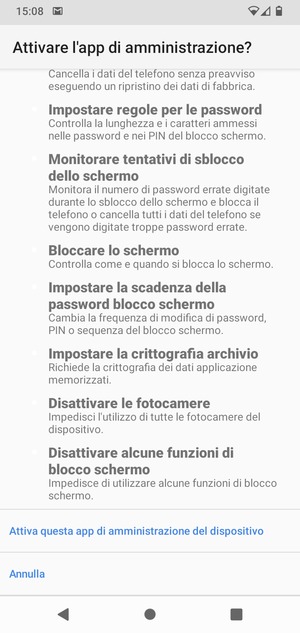 Scorri e seleziona Attiva questa app di amministrazione del dispositivo