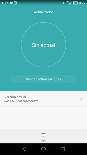 Si su teléfono está actualizado, verá la siguiente pantalla.