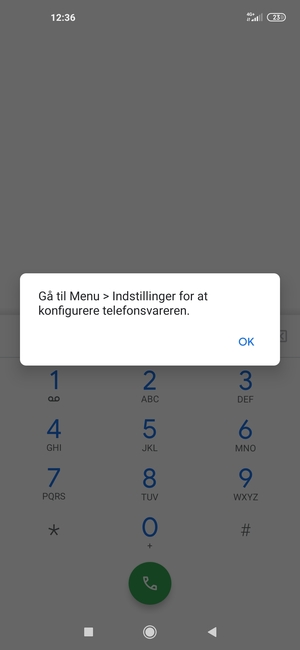 Hvis din telefonsvarer ikke er sat op, vælg OK
