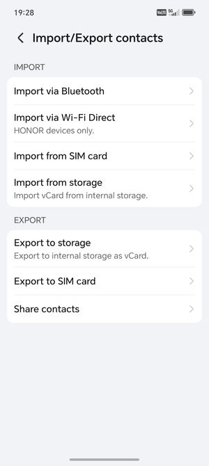 Select Import from SIM card