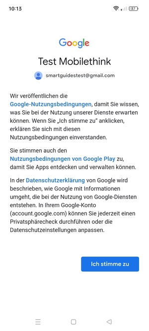 Wählen Sie Ich stimme zu