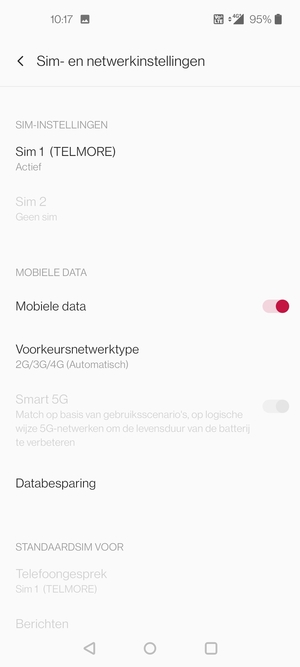 Selecteer Voorkeursnetwerktype