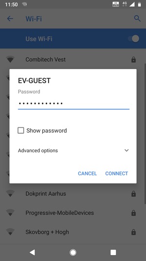Enter the Wi-Fi password and select CONNECT