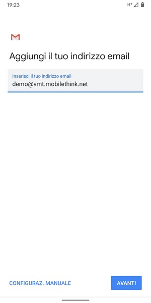 Inserisci il tuo indirizzo email e seleziona AVANTI