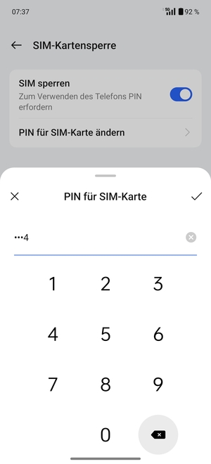Geben Sie Ihre Alte PIN der SIM-Karte ein und wählen Sie OK