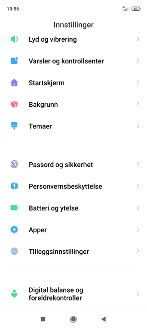 Bla til og velg Passord og sikkerhet