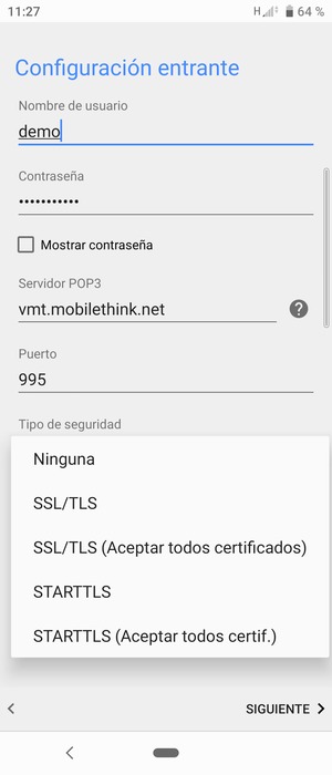 Seleccione Ninguna y SIGUIENTE