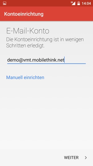 Geben Sie Ihre E-Mail-Adresse ein und wählen Sie WEITER