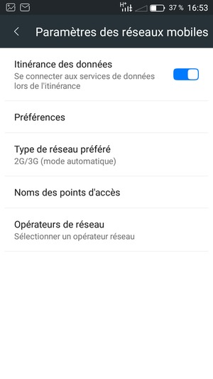Activer ou désactiver Itinérance des données