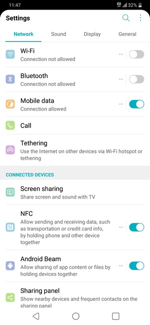 Select Network and Wi-Fi