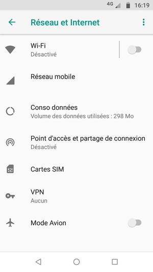 Sélectionnez Réseau mobile