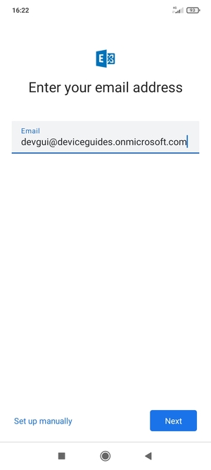 Enter your Email address and  select Set up manually