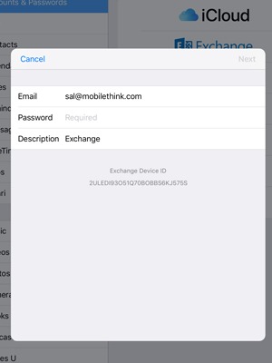 Enter your Exchange email information and select Next
