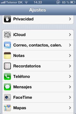 Vuelva al menú Ajustes, desplácese y seleccione Correo, contactos, calen.