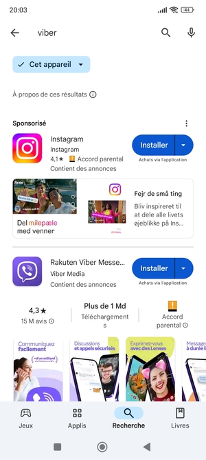 Sélectionnez l'appli