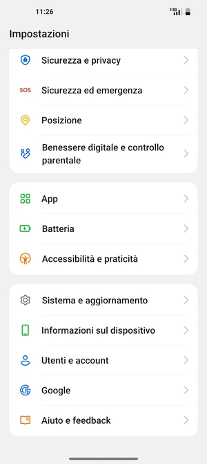 Scorri e seleziona Sicurezza e privacy