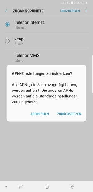 Wählen Sie ZURÜCKSETZEN